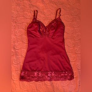 Rhonda shear burgundy lace camisole